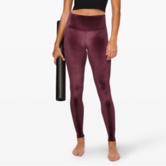 🆕 Lululemon 12 Velvet Wunder Lounge Tights High Rise Garnet Red NWT 28” length - Picture 3 of 13